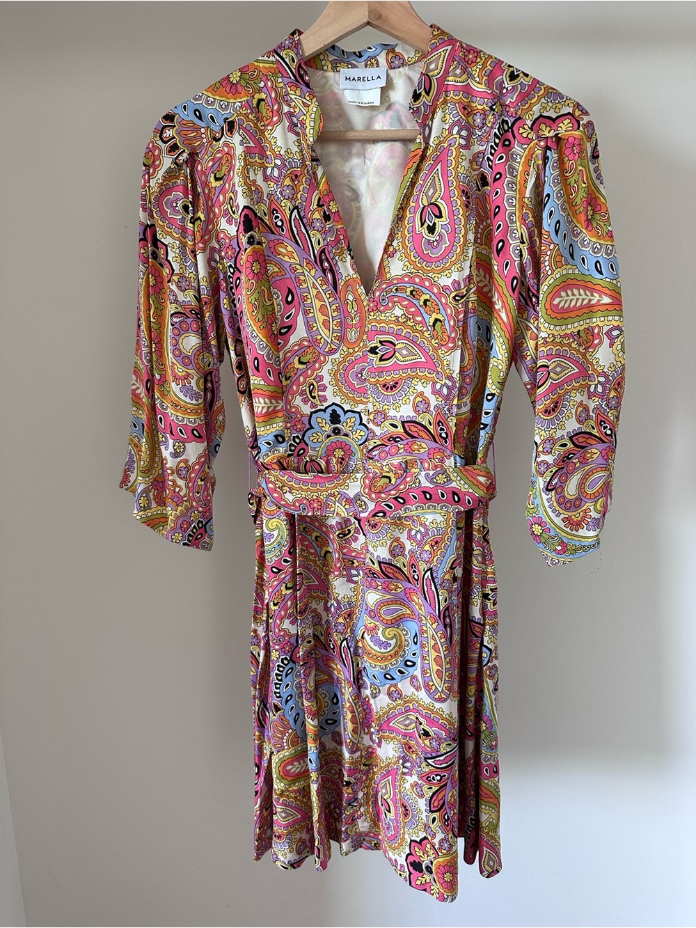 MARELLA Pink Paisley Pleat‎ Mini Dress